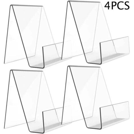 Rangement de bureau, Présentoir Transparent, 4 pièces, présentoir d'ornement, support de photo, support de tablette, support d'affaires pour chevalet d'affichage de bureau-RAPANDA (1/4)