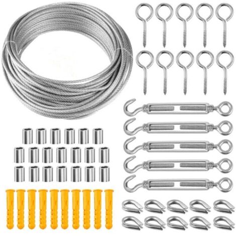 Corde en Acier Inoxydable à Suspendre Kit,50M Cable Métallique,kit Palissage Plantes Grimpantes,Câble Métallique Pour Garde Corps Escalier - 5,AAFGVC
