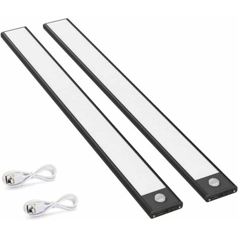 Eclairage d'appoint, éclairage à piles , Lot de 2 lampes d'armoire à détecteur de mouvement à LED, 150LM, lampes de cuisine avec batterie rechargeable, éclairage USB, auto/marche/arrêt,AAFGVC (1/4)