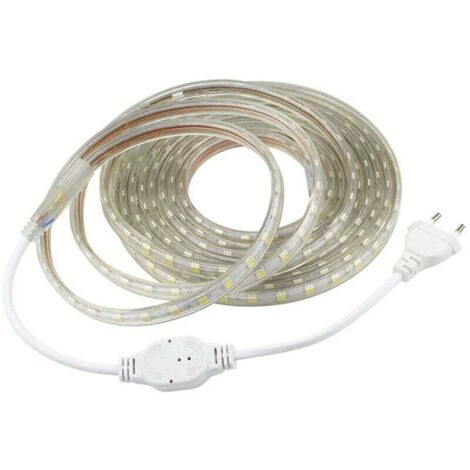 Ruban Led 3M, Très Lumineux Bandeau Led 220v avec Interrupteur,5050 IP65 Etanche, Blanc Chaud (1/4)