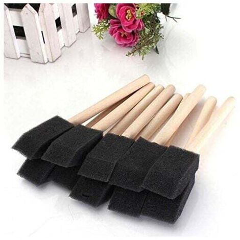 20pcs 1" Mousse éponge Pinceaux Manche Bois Peinture Dessin outil de Finition