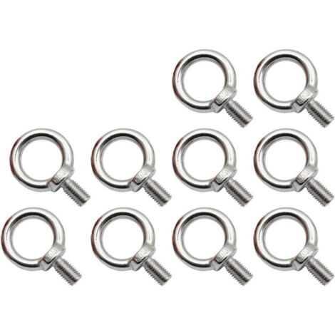 Lot de 10 boulons à œil M8 en acier inoxydable, boulons à œil antirouille, boulon à œil rond, boulon à œil rond, boulon à œil, acier inoxydable 304, pas facile à corroder. (1/4)