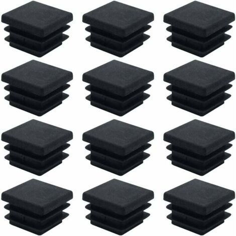 40 Pièces Embouts Carrés pour Meubles Bouchons de Tube Carrés en Plastique 20mm x 20mm Bouchons de Tube Tapis Antidérapant Embout Rectangulaire Noir Bouchons d'Insertion Cache-Tuyau pour Chaises Burea