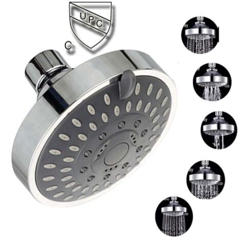 Pommeau de douche chromé orientable, Pomme de douche pluie ronde en acier tête de douche miroir face, (1/4)