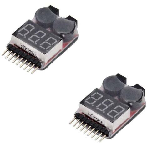2PCS RC Lipo batterie moniteur alarme testeur Checker basse tension alarme buzzer avec indicateur LED pour 1-8 S Lipo LiFe LiMn batterie Li-ion
