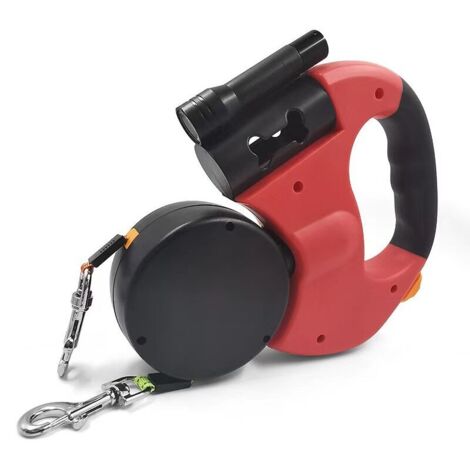 Laisse Double pour Chien Rétractable avec Deux Longs Cordons de 3 Mètres, Laisse pour Chien Double à 360 ° sans Enchevêtrement pour Promener Deux Chiens Jusqu'à 50 LB le rouge