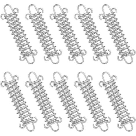 Tendeur Ressort, 10 Pcs Boucle de Corde de Ressort, Boucles à Ressort de Tente, Ressort Absorbeur, Ressort de Tension pour Voile dOmbrage, Bâche, Tente, Grille Métallique (1/4)