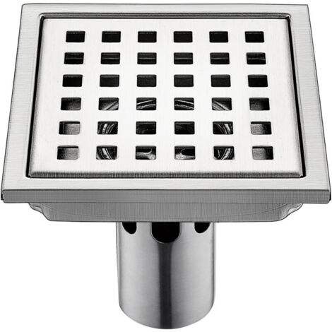 Siphon de Sol Siphon De Sol en Acier Inoxydable Salle De Douche Salle De Bain Grand Déplacement Treillis Carré Déodorant (Color : Metallic, Size : 15x15cm) (1/4)