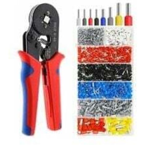 Pince à sertir d'électricien Pince à Sertir Kit, Embout de Cablage Outil de Sertissage Cosse Electriques à Sertir 1200 Cosses 0,5-10mm² pour Bornes de Outil de Sertissage de Pince Électricien,Bornes É