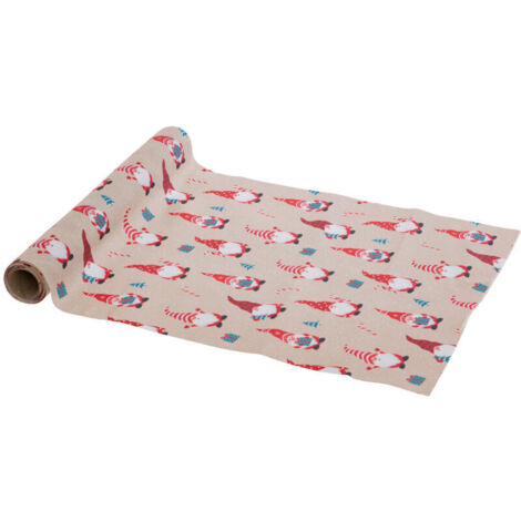 Chemin de table Tissu Beige avec Gnomes Rouge 28 x 300 cm - Feeric Christmas (1/2)