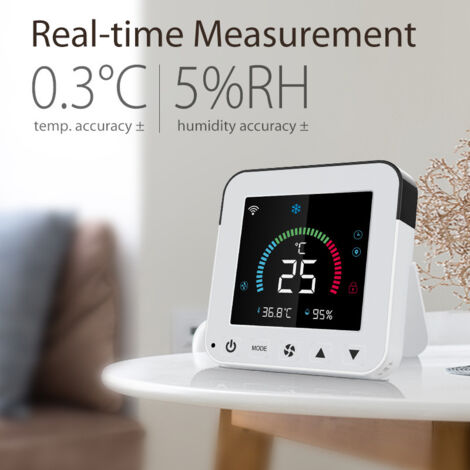 Thermostat Intelligent Contrôle Vocal, Mesure en Temps Réel Précision ±0.3℃/5%RH, Temps de Réponse 1S, Dimensions Compactes 88mm×88mm×16mm – Régulateur de Température Connecté pour Maison Smart Home (1/5)