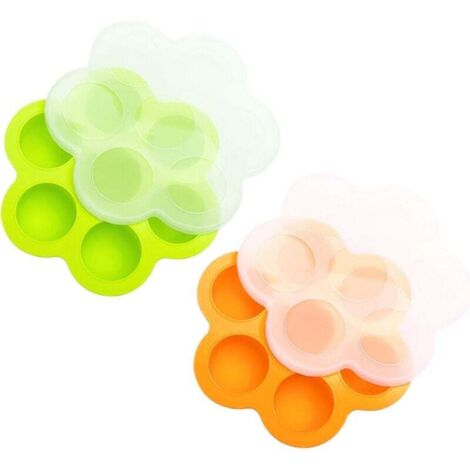 Lot de 2 Plateaux de Congélation pour Aliments pour Bébés avec Couvercles, Plateau en Silicone pour Aliments aux Fruits pour Bébés, Conteneur de Stockage pour Aliments pour Bébés (1/4)