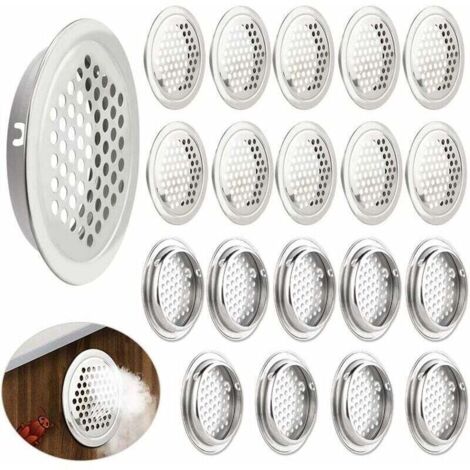 20 PCS Grille de Ventilation Décorative 53mm Grille d'Aération Trou en Acier Inoxydable Grille Ronde Aeration pour Cuisine Armoire Meubles (1/4)