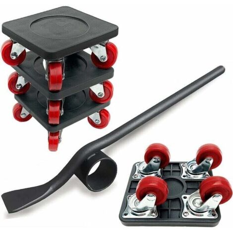 Meubles Lifter, avec 4 Pack Moving Sliders Lourd Meubles Outils Rouleau Déplacer Max Up pour 350kg, 360 degrés Rotatif Pads (Noir) -