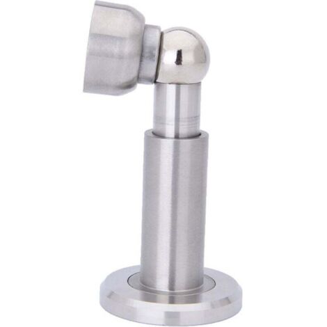 Butée de porte magnétique à hauteur réglable, butée de porte magnétique, support de porte en acier inoxydable 304 avec montage au mur et au sol ( Couleur acier inoxydable) (1/4)