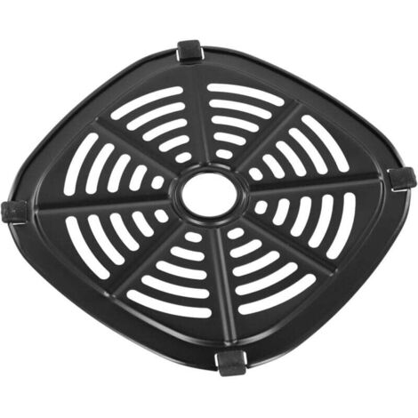 Grille de friteuse à air en acier inoxydable avec protection en caoutchouc, cuisson uniforme sans surface, lavable au lave-vaisselle, noir, 20,8 x 20,8 cm (1/4)