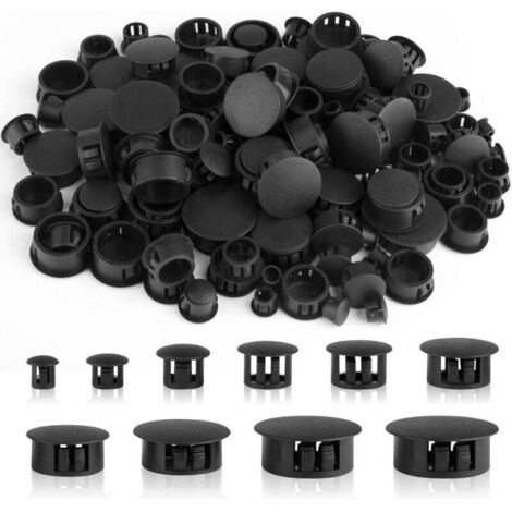 Lot de 150 capuchons d'obturation pour trous de perçage, 6/8/10/12/14/16/18/20/22/25 mm - En plastique - Noir (1/4)