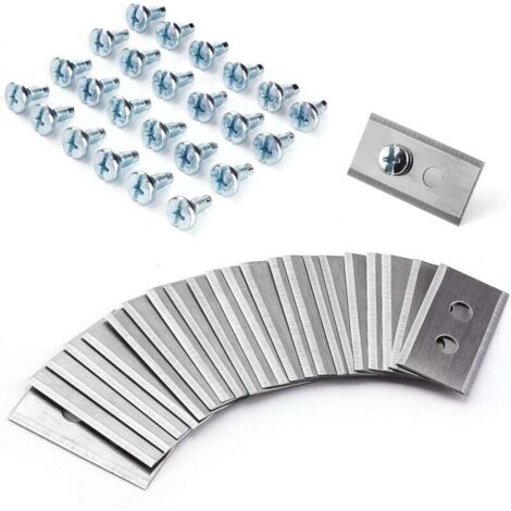 Jeu de 24 lames de tondeuse à gazon pour Luba AWD 5000, Luba AWD 3000 et Luba AWD 1000, double trou argenté avec 24 vis, lames de rechange durables en acier inoxydable, 36 x 18 x 0,9 mm