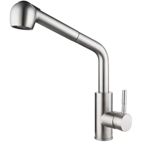 Robinet de Cuisine Télescopique avec Bec en Tuyau - Robinet Mixte Évier Extractible à Rotation 360° Anti-Éclaboussures en Inox, Installation sur Plan-Alovez