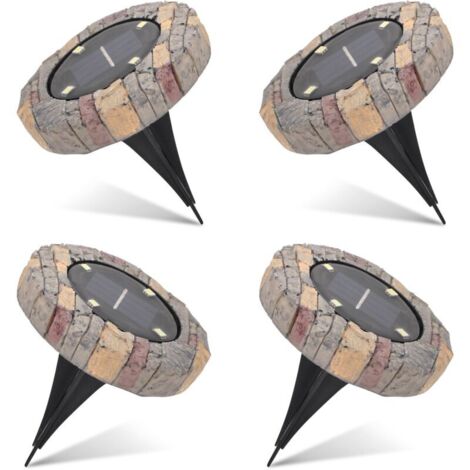 Lot de 4 balises solaires ALOVEZ LED effet pierre (1/4)
