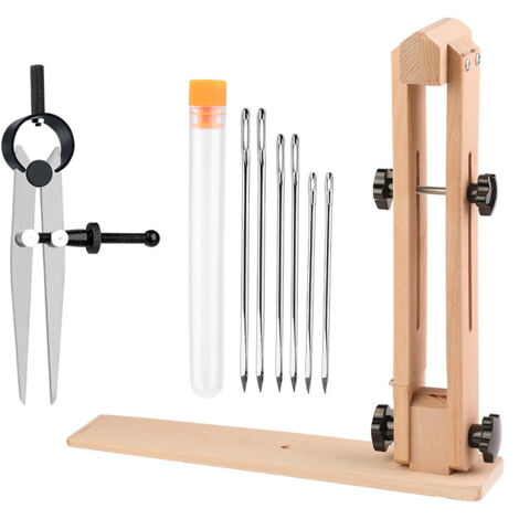 Réglette de Piqûre et Pince en Bois pour Couture à la Main - Ensemble d'Outils de Guidage avec Écartement Réglable pour Points Droits et Réguliers - Accessoire Pro Couture Cuir et Tissus Épais-Alovez (1/2)