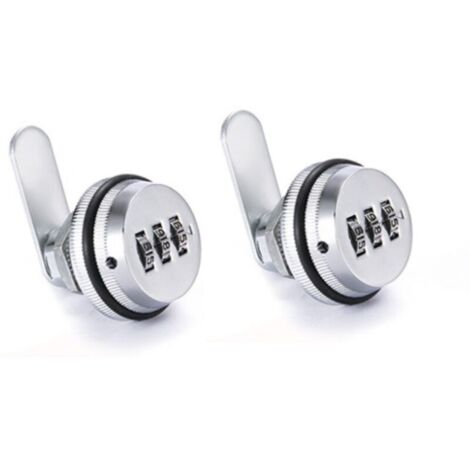 (Pack de 2) Serrure de Combinaison à 3 Chiffres Verrouillage du Mot de Passe Serrure à Came Sans Clé - Alliage de Zinc Chromage Serrure de Sécurité Codée pour Tiroir Casier Boîte Placard Porte-argent (1/4)