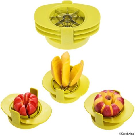 oupeurs de pomme/tomate/mangue - Ensemble de 3 - Base robuste maintient les fruits/légumes en place -- Lames de scie tranchante en acier inoxydable (1/4)