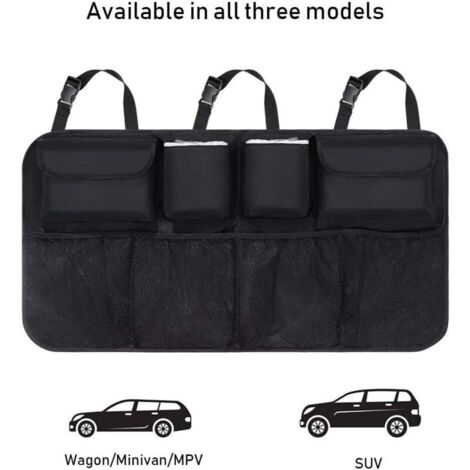 Multipurpose Pliables Sac de Rangement Voiture, coffre rangement voiture, voiture rangement, Noir