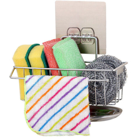 Étagère de rangement pour chiffon éponge de cuisine en acier inoxydable (1/4)