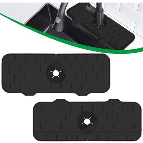 Lot de 2 tapis de protection anti-éclaboussures en silicone pour évier de cuisine, salle de bain, robinet