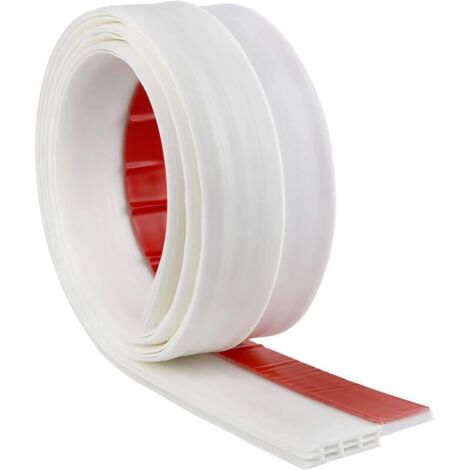 Lot de 2 Calfeutrer Bas de Porte, 100 x 5cm Bas de Porte Adhési, Souple Silicone Isolant Phonique Thermique Blanc Bande d'étanchéité Anti Bruit Poussière Stop à l'air Froid Anti Souris Fourmi(Blanc) (1/4)