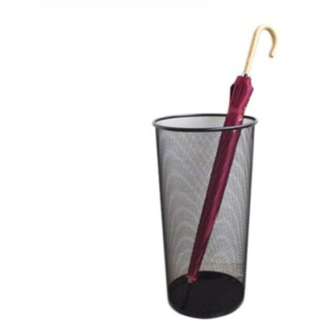 Porte-parapluie, porte-parapluie en métal noir avec maille ronde, support de canne en métal, entrée, maison, bureau, rangement