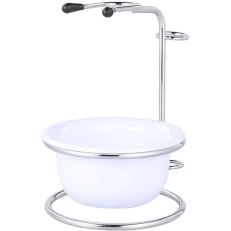 Support Blaireau, 2 en 1 Set de rasage de Homme Tasse de rasage + Rasage Titulaire barbe mâle Rasage Savon Bol Rasage stand(Blanc) (1/4)