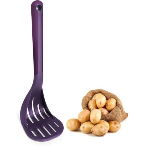 Presse-purée, ustensile presse-purée avec PE de qualité alimentaire et poignée en caoutchouc souple, peut être utilisé comme cuillère distributrice, 24CM (1/4)