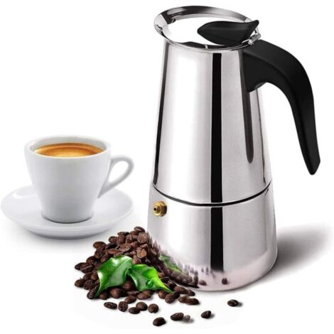 Cafetière, cafetière moka en acier inoxydable, cafetière italienne, 6 tasses/10 oz, cafetière expresso pour la cuisinière pour cappuccino ou latte (1/4)