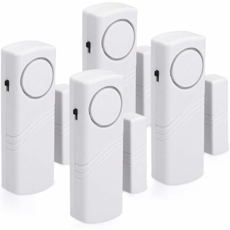 Jalleria Alarme Porte et Fenêtre - Lot 4x Alarme Sans Fil Anti-Intrusion - Sécurité Maison Contre Cambriolage - Fonctionnement Magnétique - 100 dB
