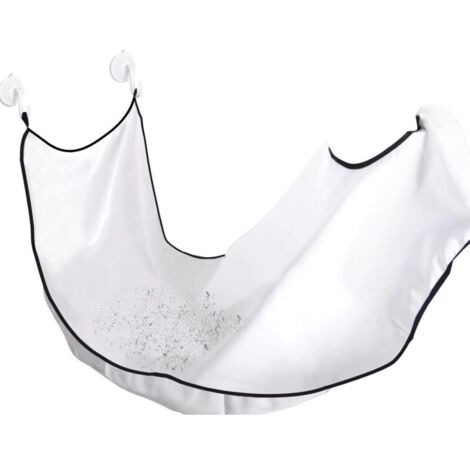 Tablier à barbe capture la barbe et les cheveux, tablier avec ventouses miroir pour garder votre salle de bain propre - Blanc (1/4)