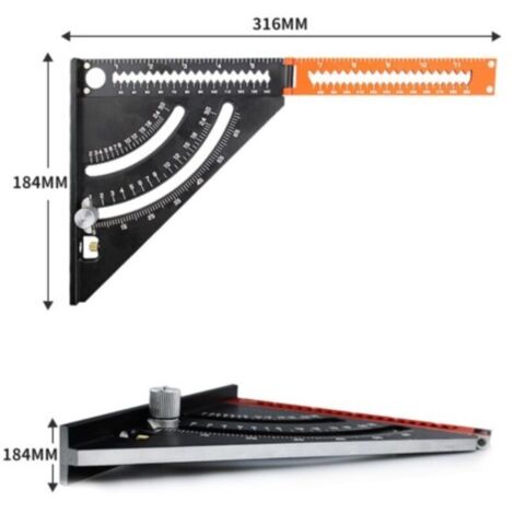 180 Mm Équerre Menuisier Aluminium Règle Triangle Charpentier 45° 90° Précision Mesure Outils Noir 97095634