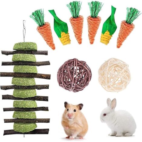 Jouets À Mâcher Pour Lapin Nain, Jouets Snacks Pour Petits Animaux, Jouets De Cochon D'Inde, Soins Des Dents Pour Hamster Cochon D'Inde Chinchilla Perroquet Gerbilles Rats (1/4)