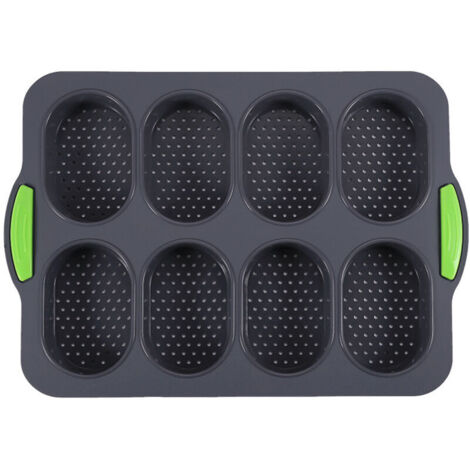 Moule Baguette Silicone Antiadhésif Moules à Pâtisserie Plateau à Cake Cuisson Outil pour Pain au Lait（noir）