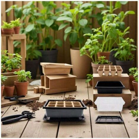 Dispositif de sélection de semis Ensemble de 4 pièces Pot de semis intelligent Boîte de germination domestique Artefact de plantation de balcon Boîte de semis de légumes charnus Plantation de jardin I (1/4)