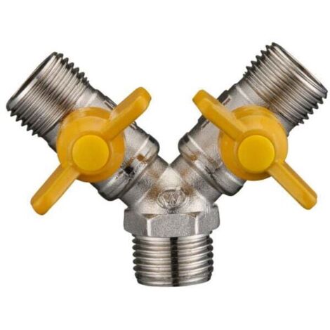 Connecteur de Tuyau Robinet de Gaz Diviseur de Tuyau Double Laiton - 2 Voies