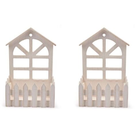 Lot de 2 jardinières rustiques en bois pour clôture, jardinière, pot de fleurs mural, pot de bonsaï (1/4)