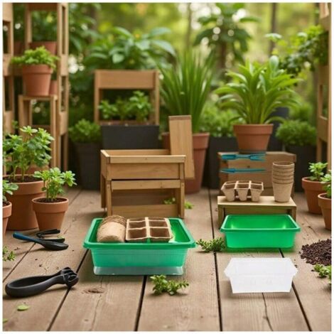Dispositif de culture de semis, ensemble de luxe de 17 pièces, boîte de semis professionnelle, pot de fleurs, ensemble de jardinage domestique, pot de germination de graines de viande végétale, serre (1/4)