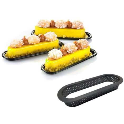 Moule à Gateau Perforé Cutter, 8 Pièces Moule à Gateau Perforé en Ovale, Mousse Cercle Anneau de Coupe-Pâtisserie Antiadhésif pour La Décoration de Gâteau