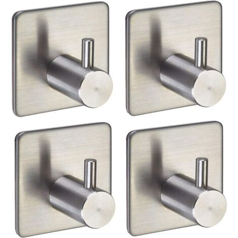 4 Muraux Autoadhésifs Acier Inox Pour Cuisine Et Bain Crochets Pour Torchons Porte-Serviette Crochet Pour Salle De Bains Crochets Adhésifs De (1/3)