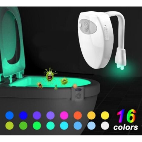 Lampe de toilette Veilleuse LED Detecteur de mouvement Eclairage WC / Salle de Bain / Cuvette 7 Changements de Couleur (1/3)