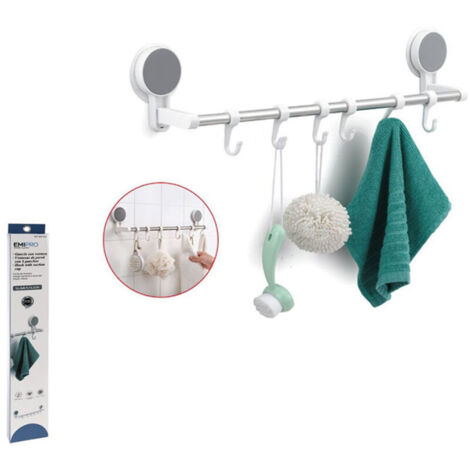 Crochets adhésifs magiques, sans perçage, support adhésif puissant à 6 crochets, étagère multifonctionnelle extensible de 54,3 cm, un indispensable pour le rangement des portes de salle de bain et de (1/3)