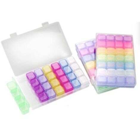 3 Pcs Boîte de Rangement avec 28 Compartiments, Ajustables Removable Plastique Diamond Painting Boite de Rangement pour Bijoux, Boucles D'oreilles, Pilules etc (1/4)