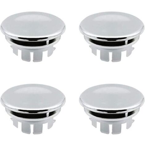 Bouchon de trop-plein de remplacement pour évier - Bouchon de trop-plein rond pour inserts de stockage d'évier (4 pièces/chrome) (1/4)
